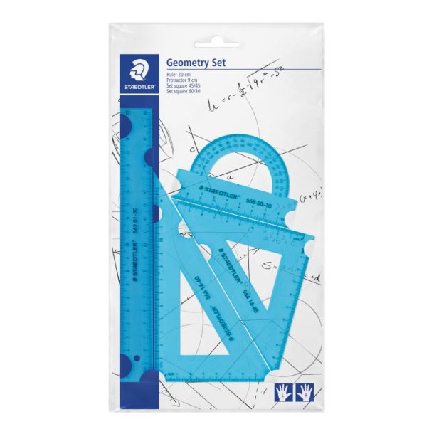 Staedtler Geometrist - 4 dele - 18 st i assorteret neon farver (pink, bl og grn)
